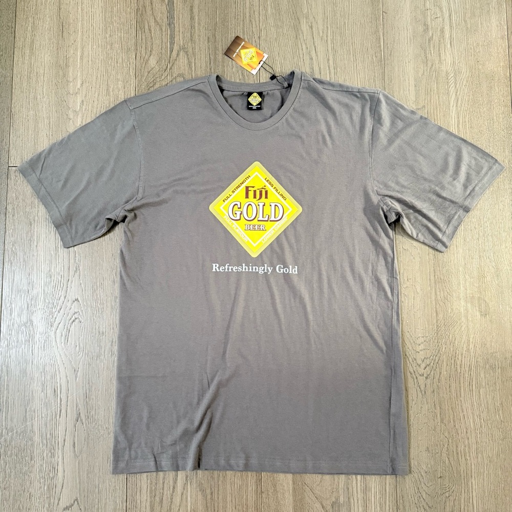 NWT Fiji Gold Beer Grey Graphic Tee XXL